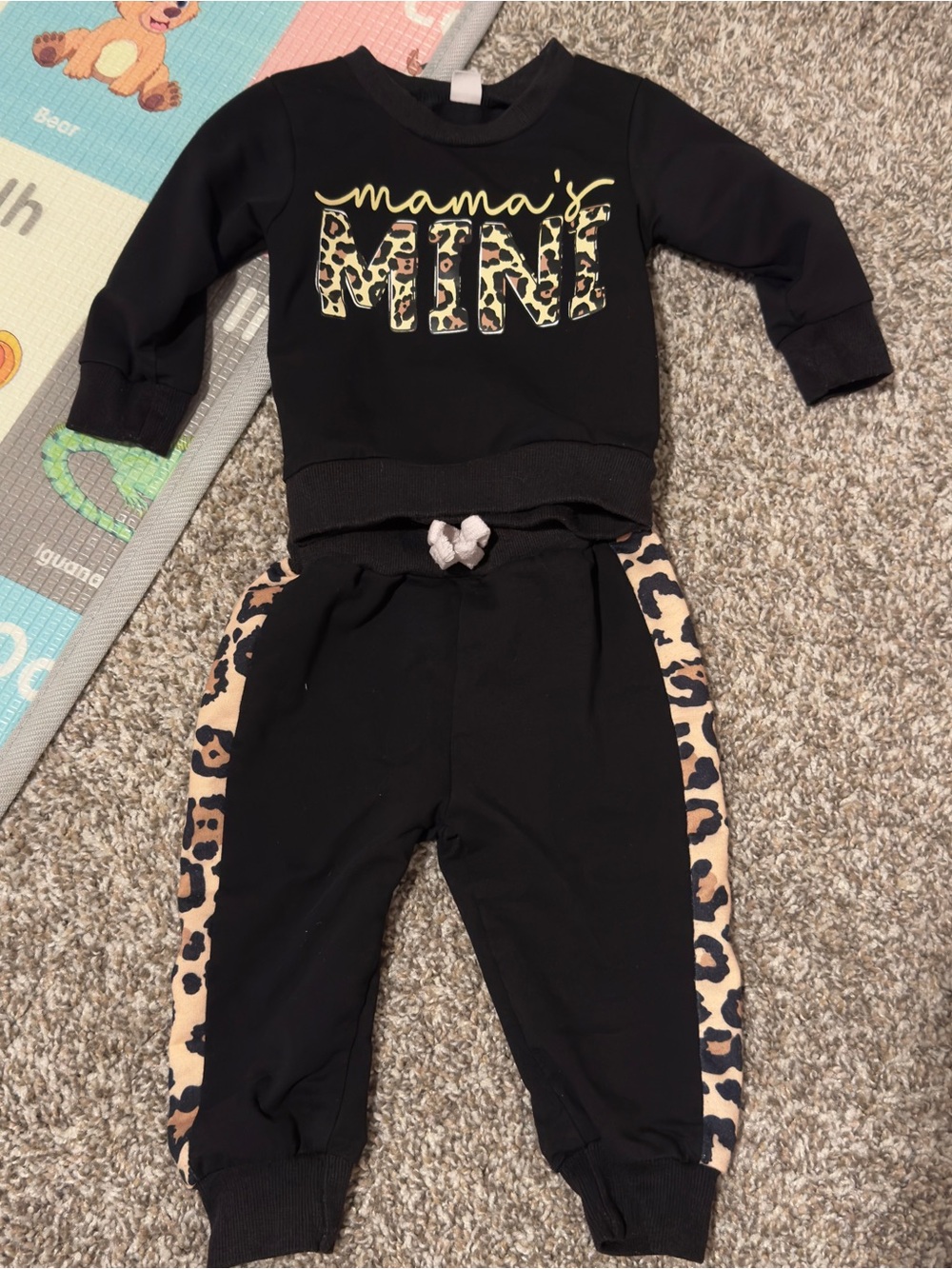 Mama's Mini Leopard Accent Jogger Set